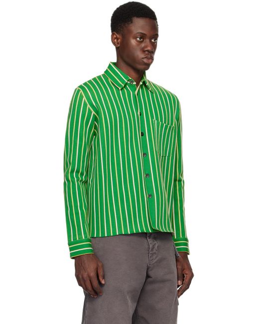 Marni Green Striped Shirt for men
