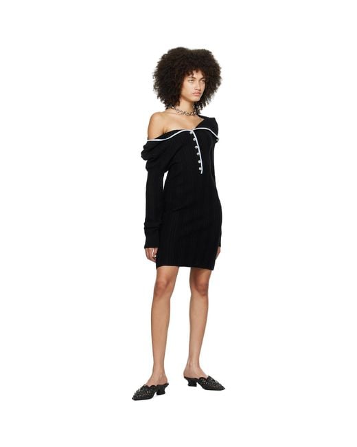 Y. Project Black Ruffle Necklace Minidress