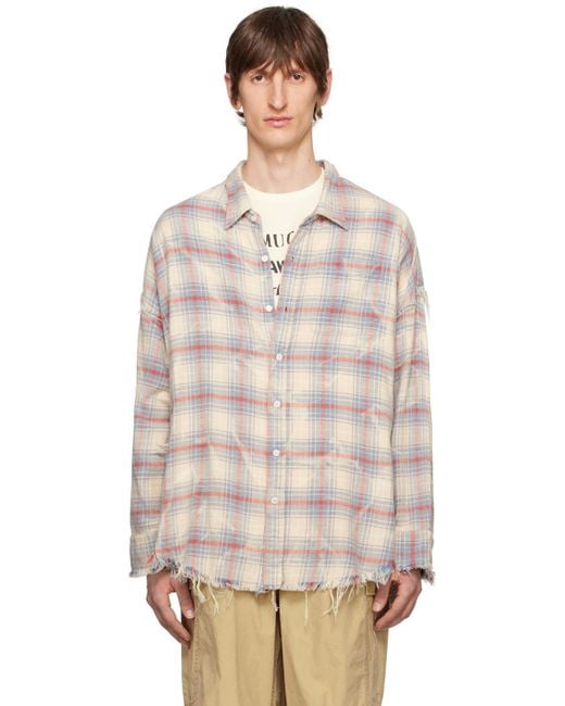R13 Off-white & Blue Shredded Shirt for Men | Lyst Canada