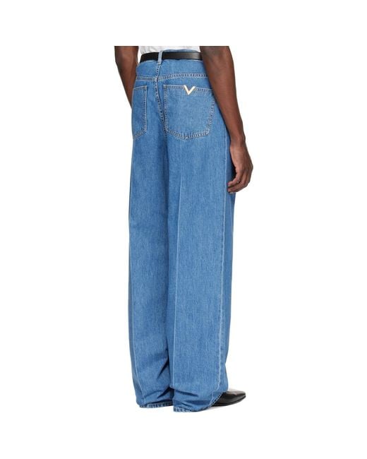 Valentino Blue Creased Jeans for men