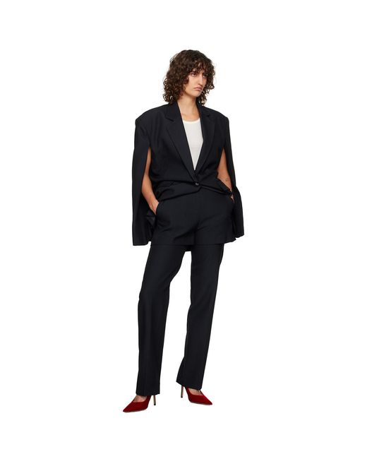 Pushbutton Black Open Back Cape Blazer