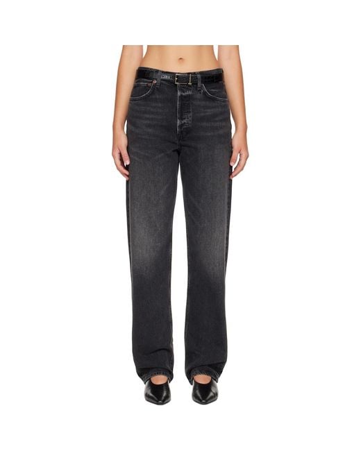 Agolde Blue 90's Mid Rise Straight Jeans