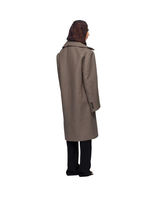 Dries Van Noten Black Taupe Double-Breasted Coat