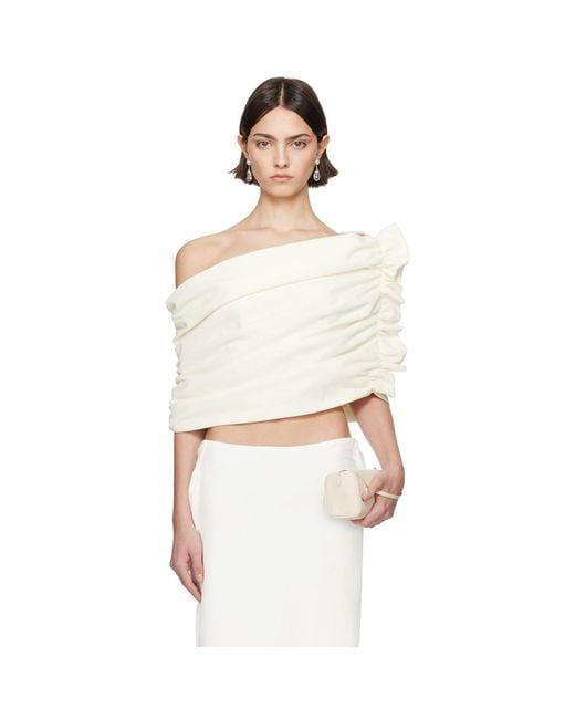 Colleen Allen White Ssense Exclusive Bridal Capsule Velvet Shawl Top