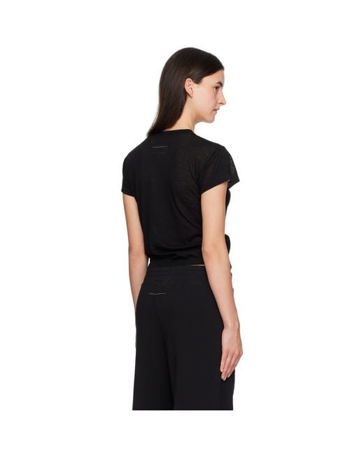 MM6 by Maison Margiela Black Sheer Wool T-Shirt