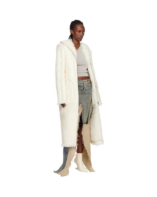 Rick Owens Black Off- Concordians Klaus Reversible Shearling Coat