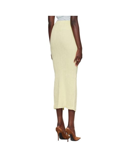 Issey Miyake Yellow Off- Rill Midi Skirt