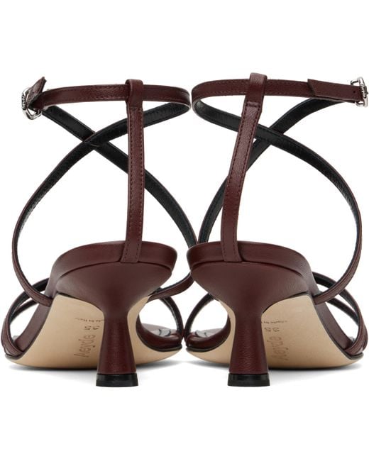 Aeyde Black Burgundy Maeve Leather Heeled Sandals