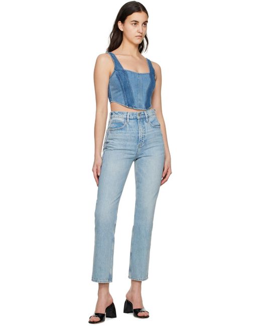 FRAME Blue Le High 'n' Tight Straight Jeans