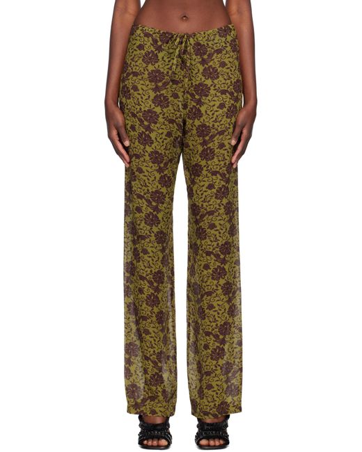 Dries Van Noten グリーン シフォン トラウザーズ Multicolor