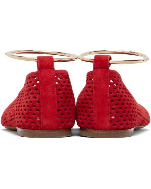 Jil Sander Red Ring Ballerina Flats