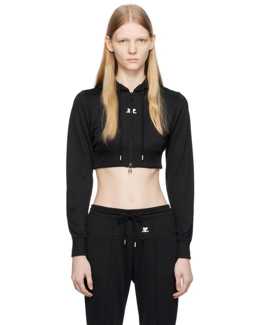 Courreges Black Cropped Hoodie