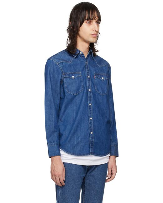 Levi's Blue Indigo Barstow Western Denim Shirt for men