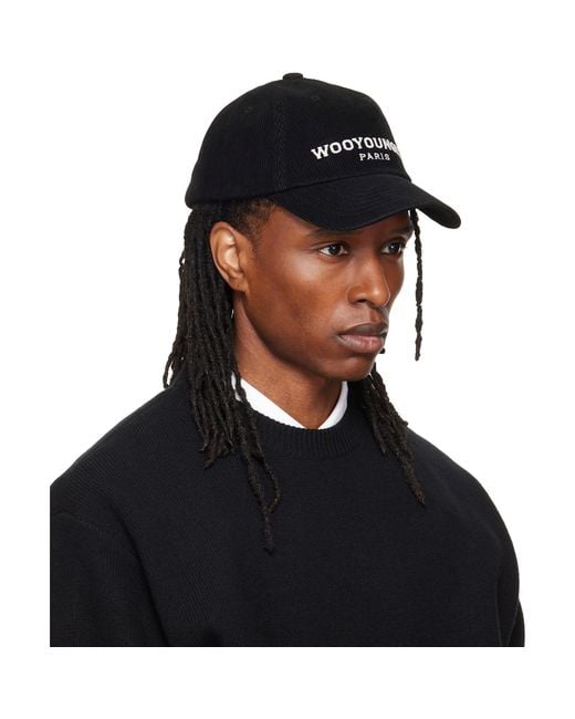 Wooyoungmi Black Embroidered Ball Cap for men