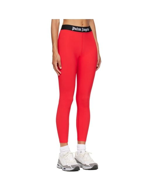 Palm Angels Red Classic Logo Sport Leggings