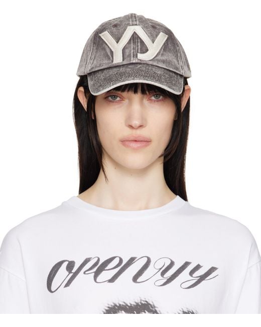 Open YyYY COTTON BALL CAP グレー OPEN YY 'Yy' Cotton Ball Cap in Grey | Lyst UK