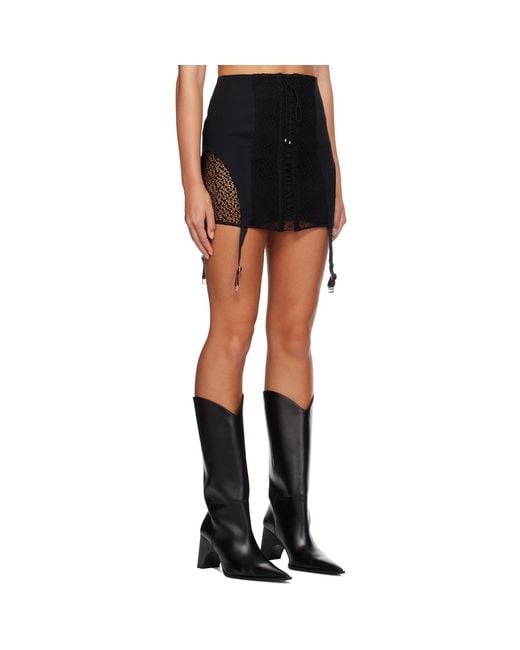 Dion Lee Black Lace-Up Miniskirt