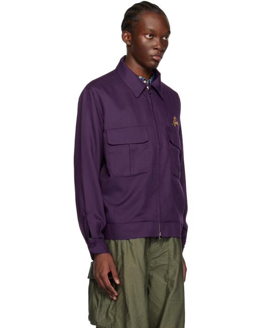 Needles Purple Embroidered Jacket for men