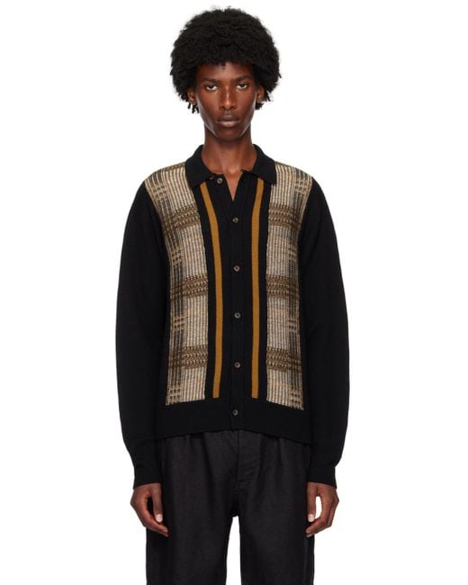 King & Tuckfield Black Merino Wool Cardigan for men