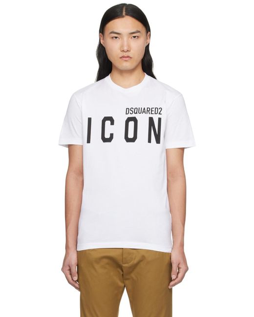 DSquared² White Dsqua2 'be Icon Cool' T-shirt for men