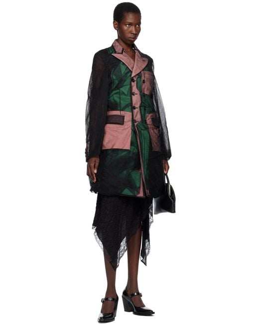 Comme des Garçons ブラック＆グリーン Nylon Tulle & Polyester Gabardine コート Black