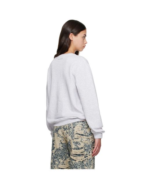 Acne White Crew Neck Fleece Sweatshirt