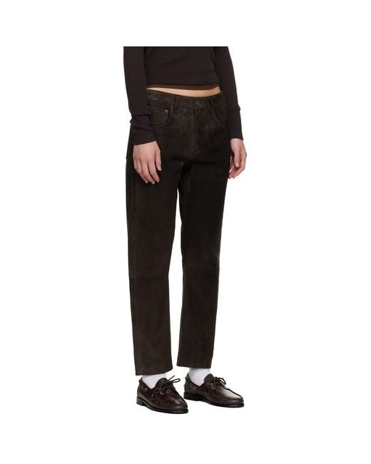 Citizens of Humanity Black Winslow Boyfriend Suede Trousers