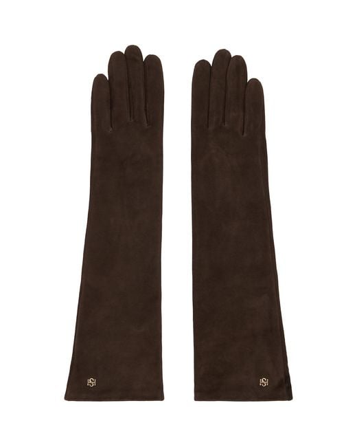 Handsome Stockholm Brown Essentials Long Suede Gloves