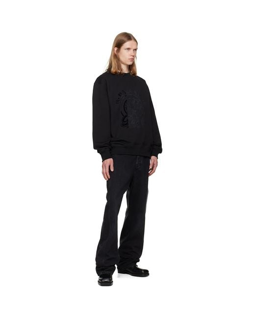 Balmain Black Quilted Flock Sweatshirt for men