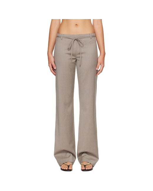 St. Agni Gray Taupe 90S Wool Rouleau Minimal Trousers