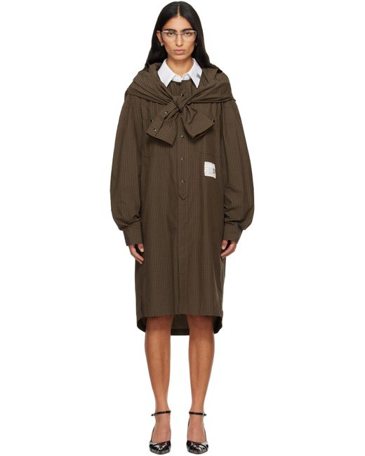 Maison Mihara Yasuhiro Black Sleeve Layered Check Shirt Midi Dress