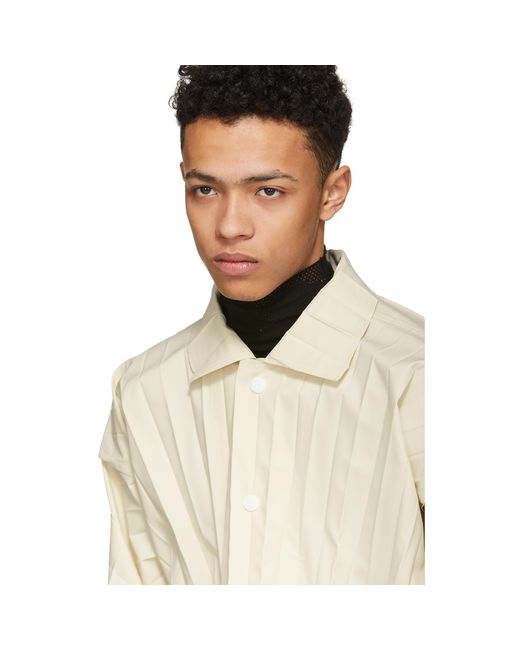Homme Plissé Issey Miyake Off-white Edge Pleated Bomber Jacket for