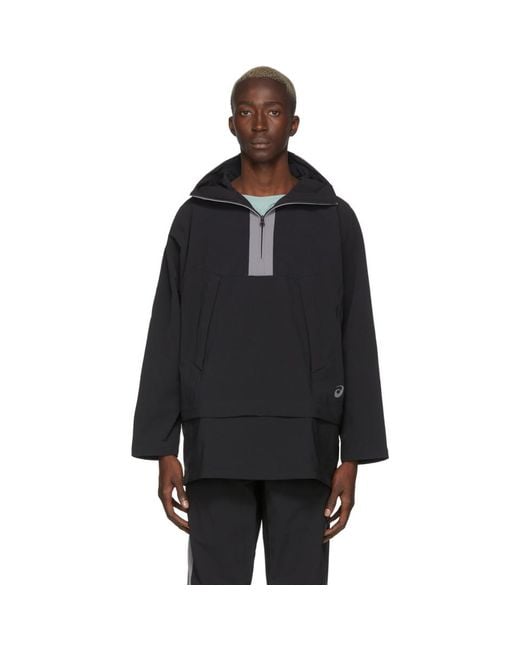 Kiko Kostadinov Black And Grey Asics Edition Poncho Hoodie for men