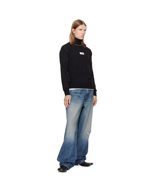 MM6 by Maison Margiela Black Wool Turtleneck for men