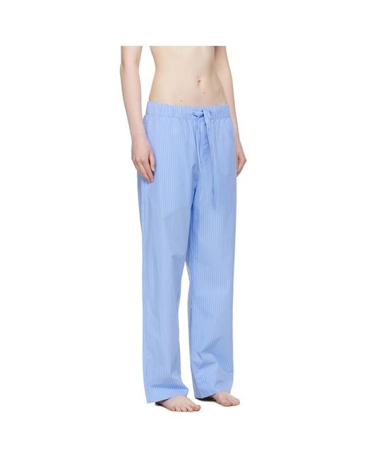 Tekla Blue Poplin Pyjama Pants