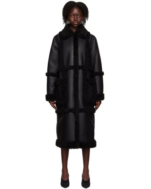Stand Studio Black Patrice Faux-leather Coat | Lyst