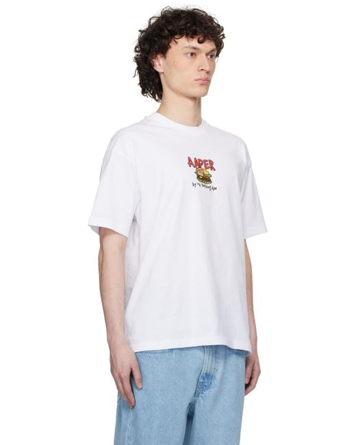 Aape By A Bathing Ape White 'Aaper' Graphic-Print Short Sleeve T-Shirt for men