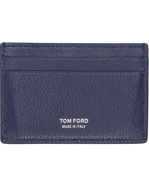 Tom Ford Blue Elongated T Line Card Holder for men