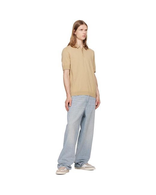 HUGO Natural Knit Covered-Placket Polo for men