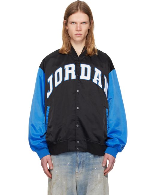 Nike Blue Brooklyn University Varsity Bomber Jacket for men