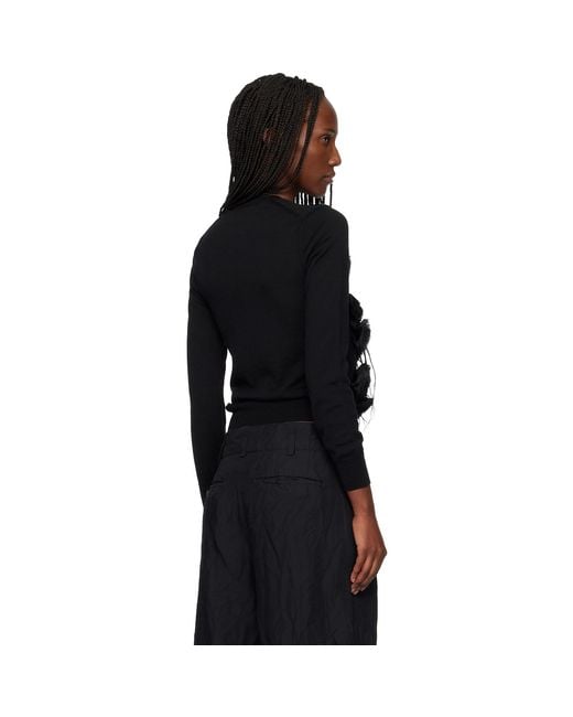 Comme des Garçons Black Lambswool Jersey X Flower Embroidery Cardigan