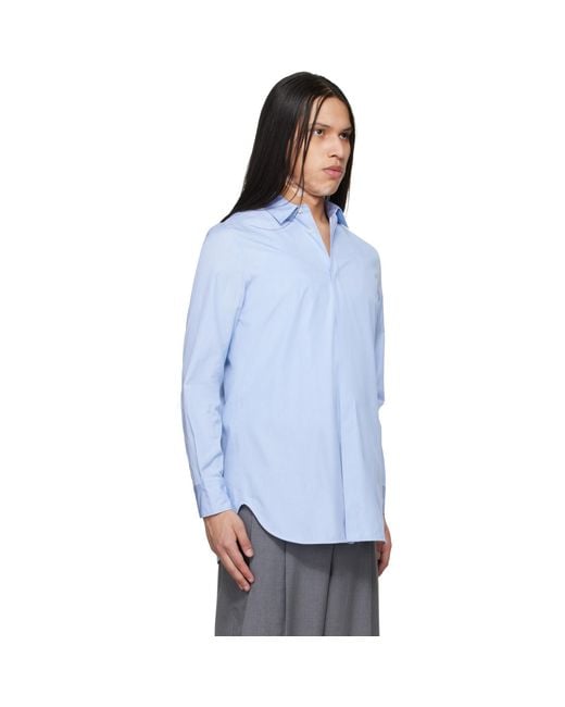 Jil Sander Blue Open Back Shirt for men