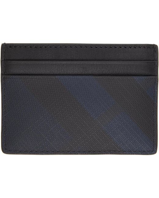 london check and leather card case
