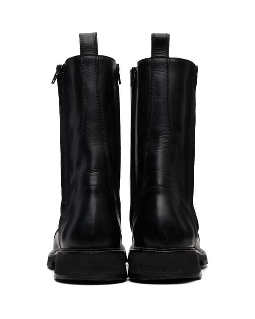 Balenciaga Black Truck Laceup Boots for men