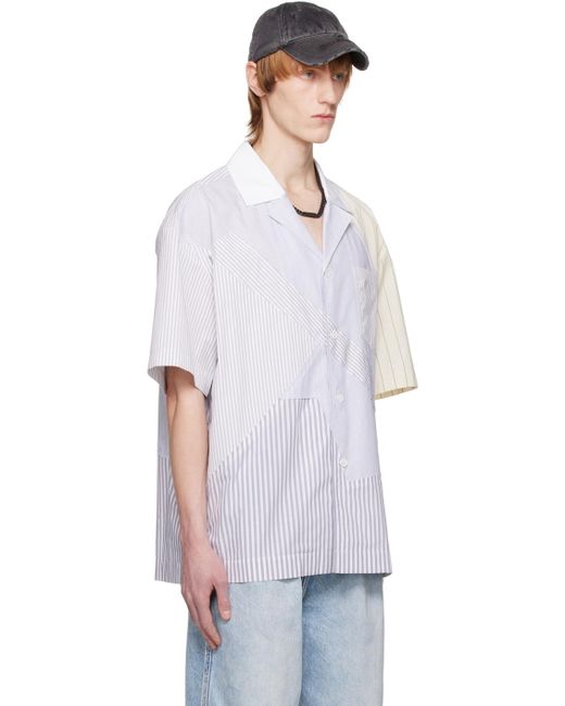 Feng Chen Wang White Multi Stripe Shirt for men
