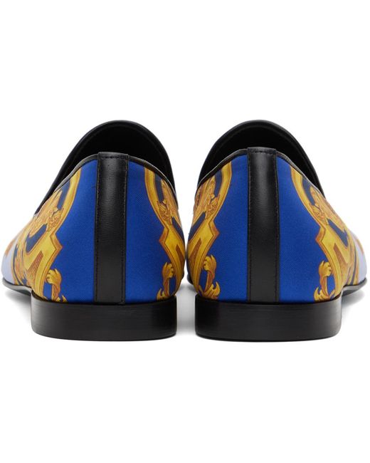 Versace Black Blue & Gold Barocco 660 Slippers for men