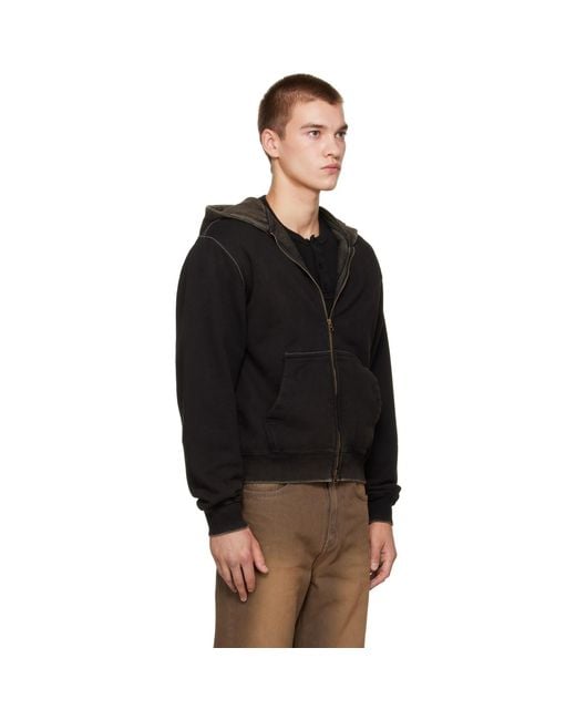 MMIC Black Faded Zip Hoodie for men