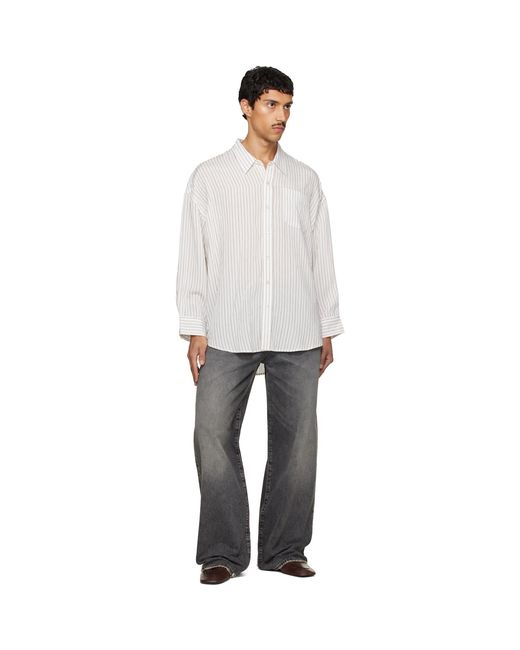 R13 White Drop Neck Shirt for men