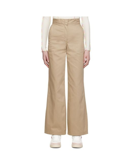Palm Angels Natural Beige Reversed Waistband Trousers