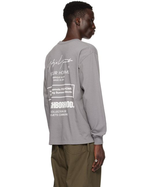 Yohji Yamamoto Gray Neighborhood Edition Long Sleeve T-shirt for men